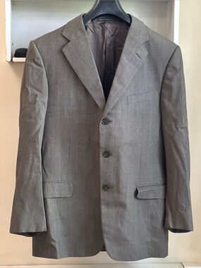 Ermenegildo Zegna Saks Fifth Ave Gray Plaid Brown Men’s Sports Coat  Size 46 S
